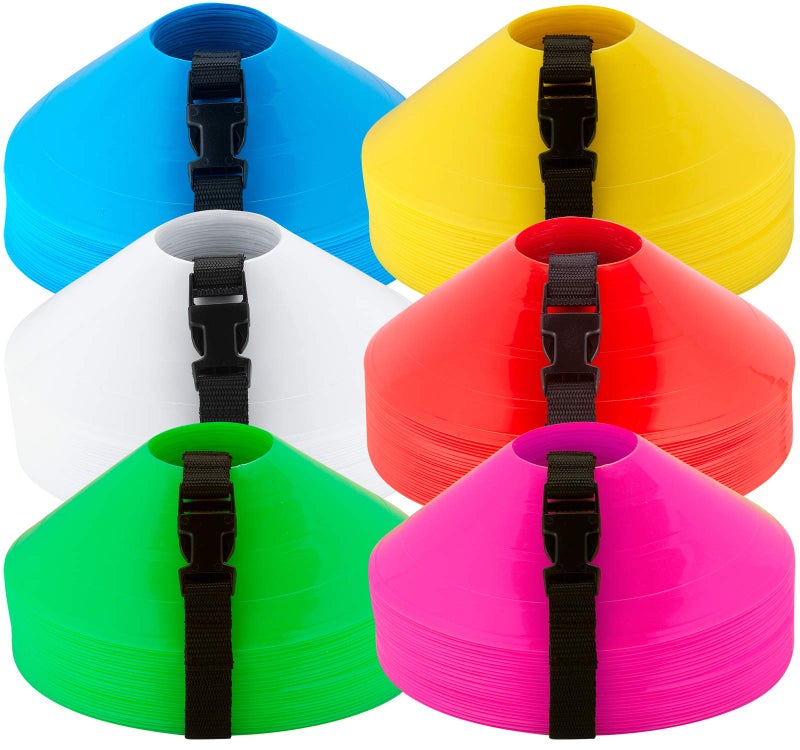 American Challenge Disc Cones â€“ Set of 25 Agility Cones for Sports Training â€“ 2" Tall, 7" Base Soccer Cones with Carry Strap for Drills & Practice - Image 1